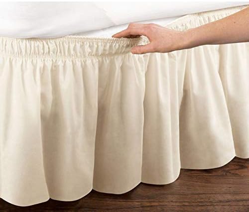 LUKKC Ruffled Solid Bed Skirt Valances,Wrap Around Style,small/double/single/king Size Elastic Bed Wrap Ruffles Bed Skirt 40CM Drop (Color : E, Size : 135x200cm+38cm)