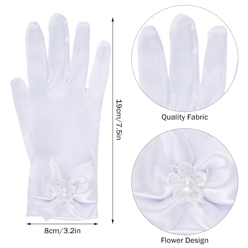 4Pcs First Communion Set White Pearl Necklace Communion Gloves Earrings Bracelet for First Communion Tea Party Wedding Accessories2