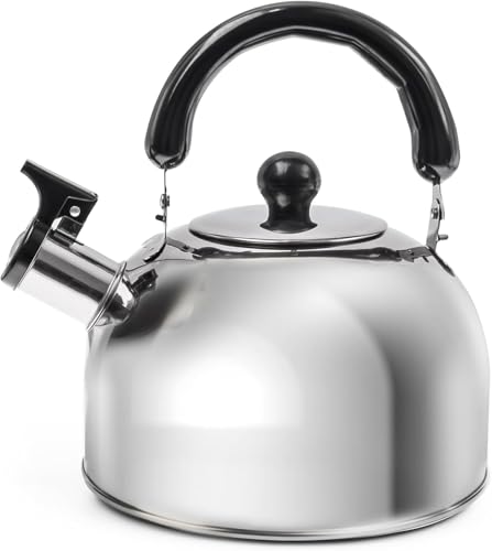 Malloom 2L Camping Whistling Kettle, Stainless Steel, 2L Capacity, Silver