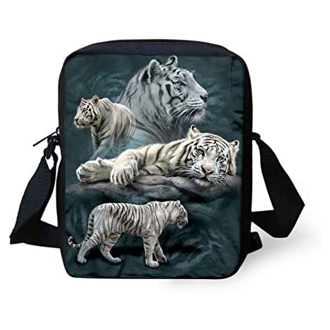 HUGS IDEA Tiger Pattern Small Cross Body Bag Shoulder Handbag Trave Wallet Purse Phone Pouch for Kis Boys Cover