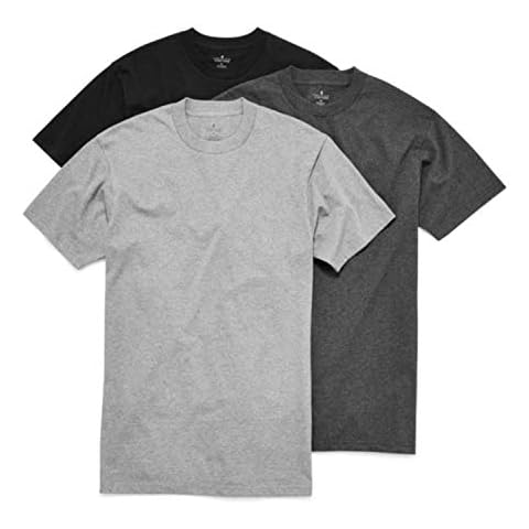Stafford mens 3-Pack Heavy Weight 100% Cotton Crew-Neck T-Shirt, Black/Grey , X-Large Cover