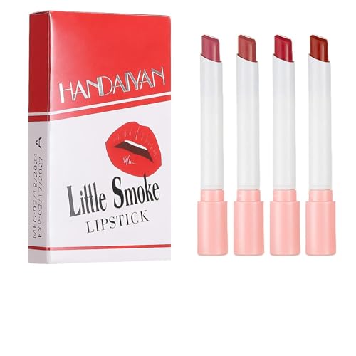 Set di 4 Rossetti Opachi,Lipstick Cigarettes Set Rossetto,Velluto Altamente Pigmentato,Impermeabile e Idratante Lipstick,Set per Rossetti per Ragazze e Donne