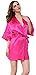 JOYTTON Women's Satin Kimono Robe with Embroidered Maid of Honor Fuchsia XL