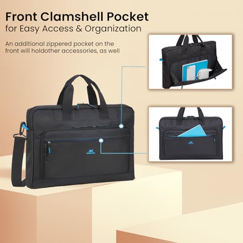 Image of RivaCase Regent 8059 Black Laptop Bag 17.3 Inches Smart Design Durability for both Versatility and Style Briefcase for Macbook, Gaming Laptop with Smart Organizer, Professional Bag for Business Travel