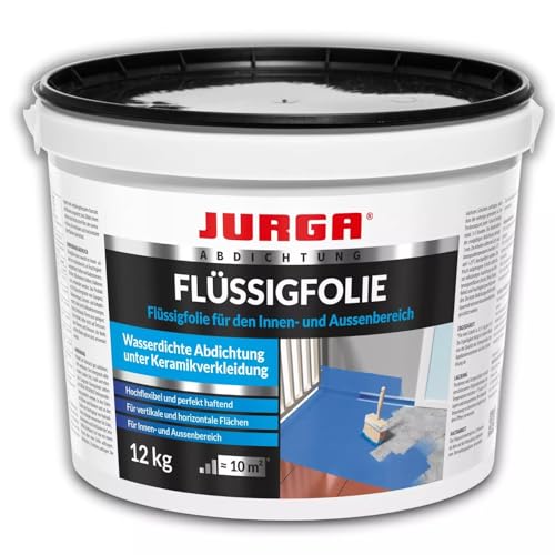 JURGA Flüssigfolie 12kg (ca.10m²) Bad & Dusche - Dichtfolie Außenbereich & Innen, Abdichtung Badezimmer,...