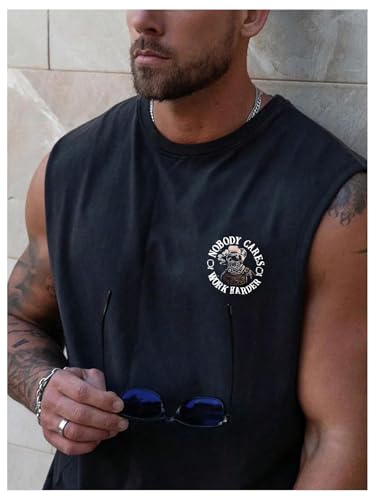 Men's Skull Graphic Summer Tank Tops Crew Neck Gym Workout Funny Sleeveless Tee Shirts for Mens2