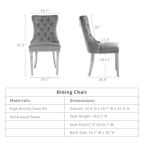 image for ODUSE-DAILY Black Velvet Dining Chairs Set of 2, Kitchen & Dining Room