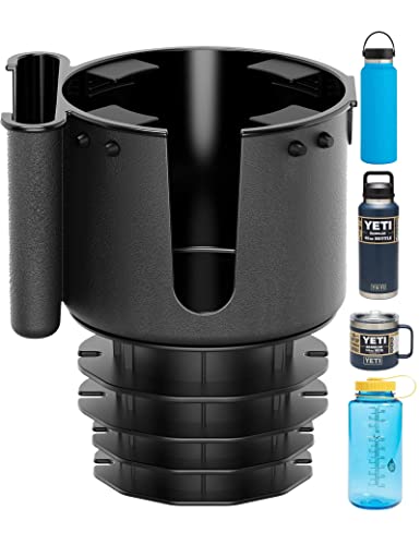 Cup Holder Expander For Car With Phone Holder, Automotive Cupholder Insert Adapter Fits Hydro Flask, Yeti, Nalgene, Large & Oversize Water Bottles, Black(1-Pack) #TOP1