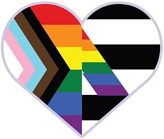 Progress Ally Pride Heart LGBTQ+ Flag - 10 Inch Full Color Vinyl Decal for Indoor or Outdoor use, Cars, Laptops, Décor, Windows, and More