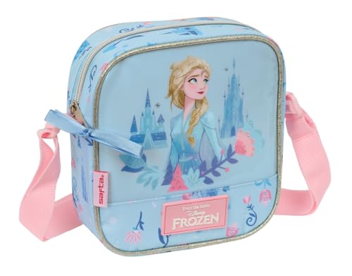 Safta M222 612573222, Frozen Ice Magic Pequeña, Bandolera Infantil, Bolso Niño, Ideal 5 a 14 Años, Cómoda y Versátil, Calidad y Resistencia, 16x4x18 cm, Color Unisex niños, Azul Claro, M