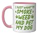 Smoke Weed Pet My Dog Cannabis Marijuana 420 THC Stoner Gift Ceramic Mug, Pink/White