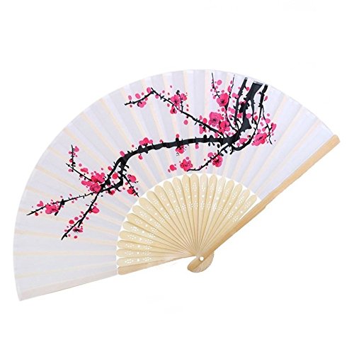Vanvene 10 Pcs Delicate Cherry Blossom Design Silk Folding Hand Fan Wedding Favors Gifts Japanese Party #TOP4