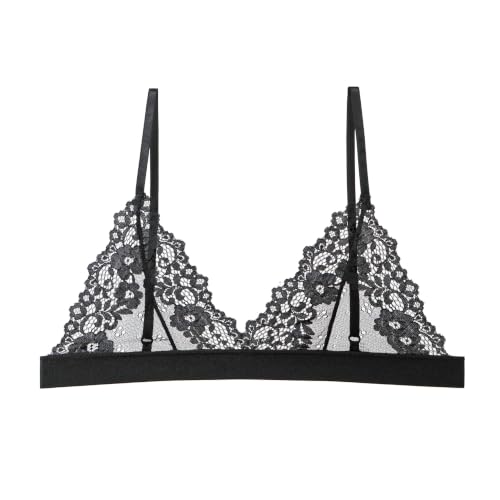 Image of Womens Bra No Underwire Lace Unlined Demi Triangle Bralettes