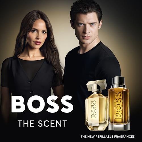 BOSS The Scent Recharge Eau de Toilette pour Lui 200 ml – Parfum ambré et boisé avec des notes de gingembre, de fruits de maninka, accords de cuir – Longévité moyenne