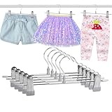 MAFAGE 20 Stück Kinderkleiderbügel mit Clips, 25cm Hosenbügel für Kinder mit 360 ° Schwenkhaken, Anti-Rutsch Platzsparende Baby Kleiderbügel Rockbügel für Hosen, Röcke, Socken