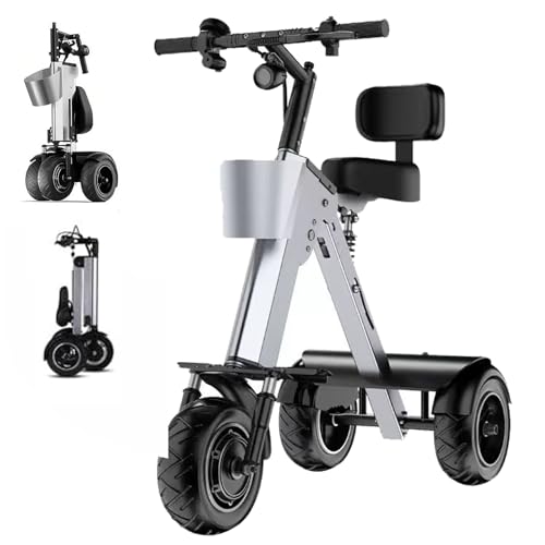 ZenSeFarin Triciclo Elettrico Portatile per Adulti,Scooter Pieghevole per Disabili con Batteria Rimovibile da 36V 10Ah,Funzione di Retromarcia E Sedile con Schienale,Seggiolino Genitore-Bambino