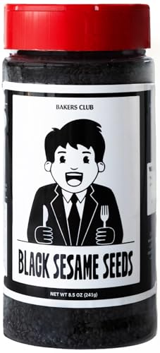 Premium Black Sesame Seeds 8.5oz - for Sushi, Tuna, Stir Fry, Bread, Poke Bowls - Kosher, Gluten Free, Rich in Sesame Oil - Ideal for Toasting, Cooking, Baking Bakers Club