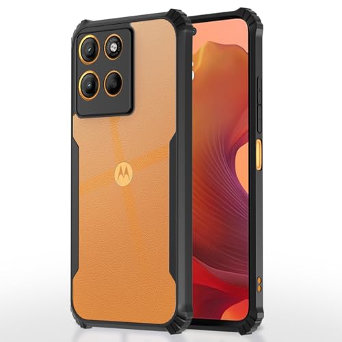 Image of Pikkme Crystal Clear Transparent Back Cover | Ultra Hyrbid | Full Camera Protection | Raised Edge | Bumper Case for Moto G15 (Black)