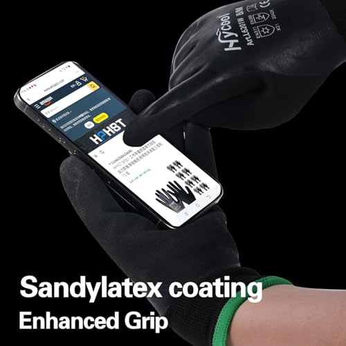DS Safety Arbeitshandschuhe Winter Wasserdicht Thermo Warme Winterhandschuh Montagehandschuhe Grip Winterarbeitshandschuhe Arbeit Doppelbeschichte Nylon Isolierte Handschuhe Schwarz (1, S)