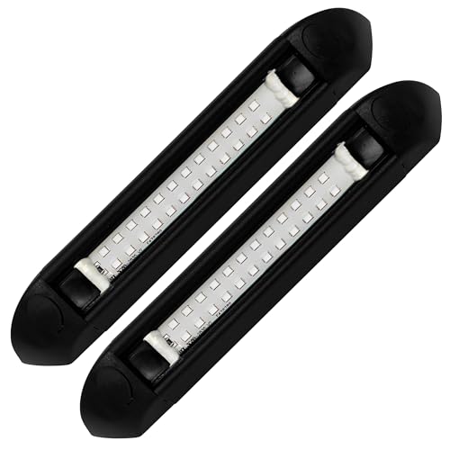 Command Electronics 12V LED Exterior Extruded Porch Light – Surface Mount Utility – IP67 Rating OEM RV, Camper, Bus, Truck, & Trailer – 8"x1.4"x1.4" – Black Case/White Light 2-Pack