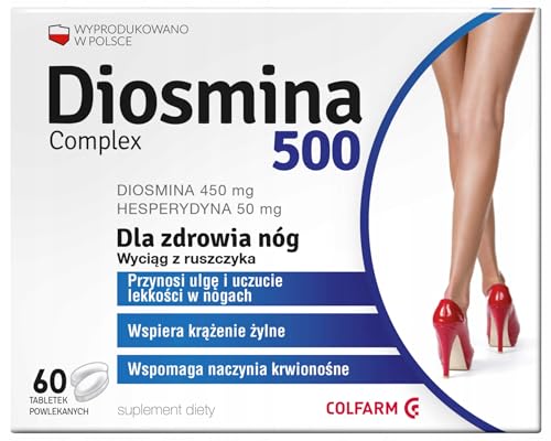 Diosmina 500 Complex 60 Tabletten – Colfarm Nahrungsergänzung mit Diosmin 450 mg, Hesperidin, Russextrakt, Rutin & Vitamin C – Unterstützung von Venen, Durchblutung & schweren Beinen