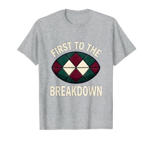 First to the Breakdown Rugby Graphic Design T-Shirt, Men, Heather Grey, Large