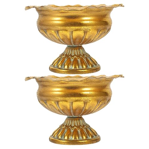 NOLITOY 2pcs Metal Roman Flower Pot Delicate Urn Planter Small Urn Planter for Wedding Table Centrepieces Home Decor Outdoor Garden