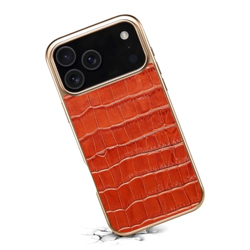 Étui en cuir véritable pour iPhone 17 Pro coque violette texture crocodile