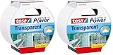 tesa Extra Power Clear Duct Tape Cinta Impermeable de Reparación Transparente para Exteriores, 10 m x 50 mm (Paquete de 2)