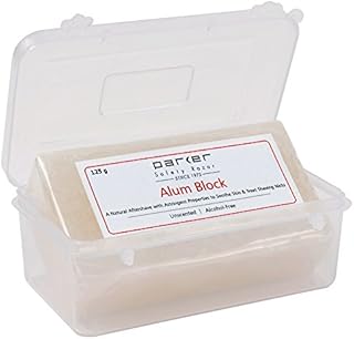 Parker Safety Razor Large Alum Block with Travel Case (125 g./4.4 oz.) - A Natural Aftershave with Antiseptic Properties - An Essential Item for Every Wet Shaver