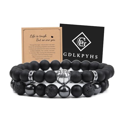 Black Obsidian Bracelet for Men - Black Tourmaline Beaded Bracelets - Mens Bracelet Set 8MM Black Onyx Hematite Lava Stone Beads Triple Protection Bracelet for Men Women Gifts