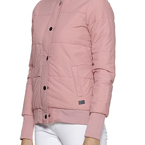 Image of PINACOLADA Women's Puffer Jacket With Angled Open Pockets For Casual Wear | High Neck | Long Sleeve | Button Closure | Polyester Jacket Crafted With Comfort Fit For Everyday Wear