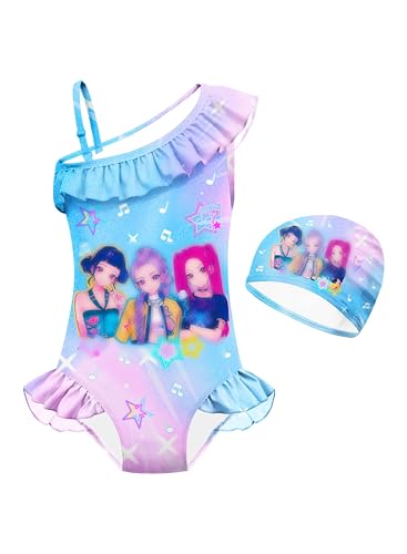 Suaninxi Kids Girls Fashion One Piece Swimsuit Swimwear Toddlers Fancy Bathing Suits Rash Guard Sets Summer Outfits