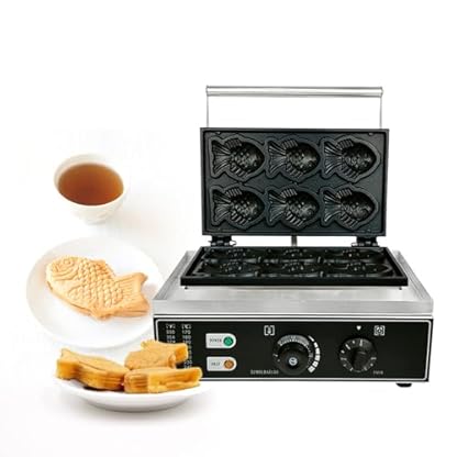 Taiyaki Waffeleisen, 6 Fische Form, 1550W, Antihaftbeschichtet, Waffelmaschine, Kommerzielle Snacks Maker Antihaft Waffel Bäcker