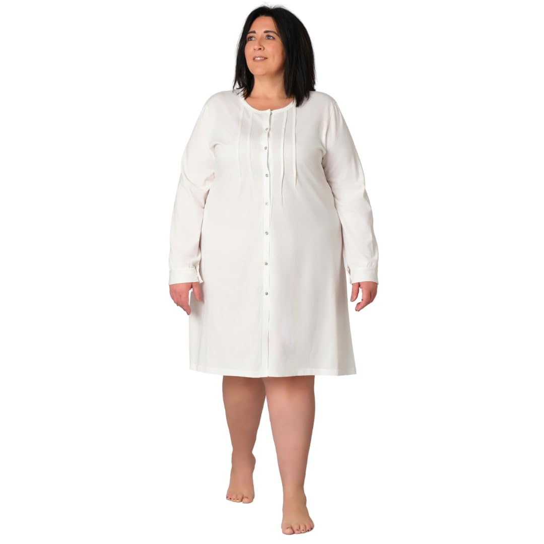 FERRUCCI COMFORT Camicia da Notte da Donna Oversize, Taglie Plus, 9082, Comode, in 100% Jersey Cotone Traspirante, Elegante