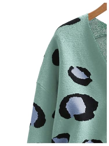 Image of WDIRARA Women's Leopard Tiger Print Cardigan V Neck Long Sleeve Color Block Button Down Sweater Outwear