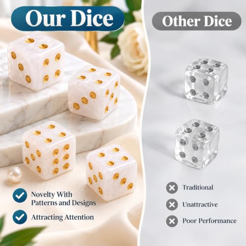 Image of PATPAT 2Pcs 16mm Natural White Crystal Dice Cube Set Ludo Dice Big Size