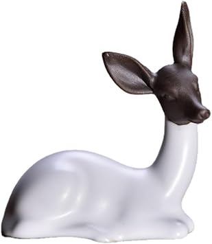 Mini Ceramics Tea Pet Cute Rabbit Deer Cattle Boutique Ornament for Kungfu Tea Table Tea Play Ornaments Decoration Deer-A