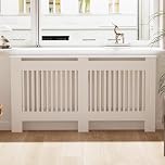 High Radiator Cover Wood Cabinet: Internal Height 100cm Large White Heater Covers Vertical Slats Modern Tall Radiator Shelf Thicken MDF Wooden Kitchen Bedroom Cabinet Home Furniture