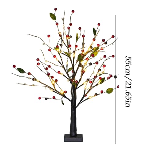Arbre Illuminé Baies Rouges Fleuries | Décor De Noël Éclairé | Arbre De Décoration De Table pour Les Fêtes | pour Appartement Bureau Restaurant Salon Chambre Cheminée Célébrations – Image 6
