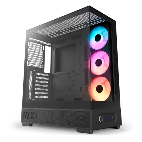 NZXT S5 RGB Case per PC mid-tower ATX compatto - Nero | Doppio vetro temperato panoramico, ventola RGB inversa da 360 mm preinstallata, fino a 10 ventole, GPU 415 mm, USB-C