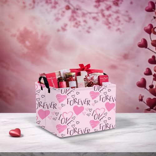 Image of Cute Heart Valentine's Day Basket Gifts Empty Storage Basket for Kid and Baby Room Decor (Love for Ever Pink Heart)