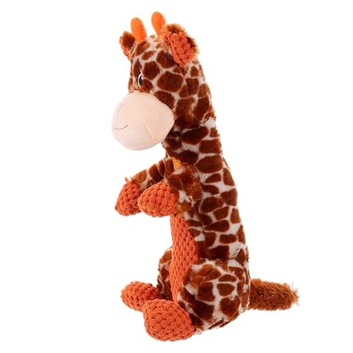 Ciieeo Mâcher pour Chien en Peluche Girafe Qui Couine, Peluche Sonore pour Chiots et Chiens Moyens, Molaires Anti-Ennui, pour Stimulation et Divertissement...