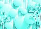 wandmotiv24 Fototapete Blumen 3D Kreise Effekt abstrakt türkis, XL 350 x 245 cm - 7 Teile, Wanddeko, Wandbild, Wandtapete, Vlies-Tapeten, M5337