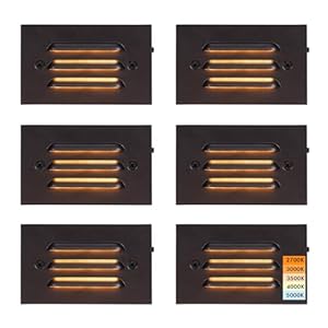 CLOUDY BAY 5CCT 12V 4W Low Voltage LED Step Light with Horizontal Louvered Faceplate for Steps Decks Stairs,Outdoor Stair Lights,Wet Locations,6 Pack,Oil Rubbed Bronze