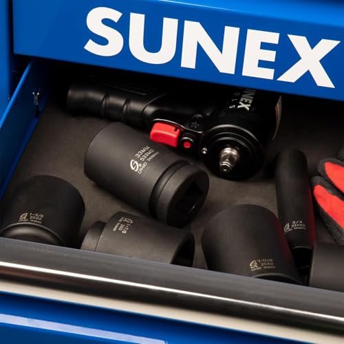 Image of SUNEX TOOLS 533MD, 1 Inch Drive, 33mm Deep Impact Socket, Cr-Mo Steel, Radius Corner Design, Chamfered Opening, Dual Size Markings