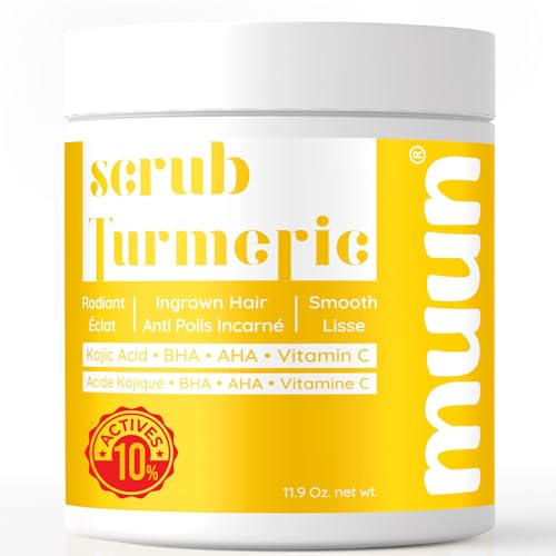 Muun Turmeric Scrub with Kojic Acid AHA/BHA Face &Body - Exfoliator Dark spot Remover- Ingrown Hair...