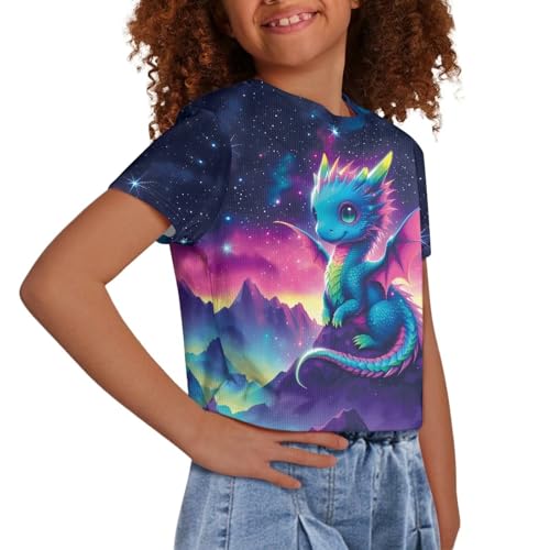 Image of Kids Crop Top Short Sleeve T-Shirts for Girls Size 5-14