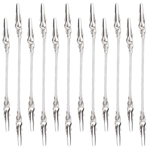 12Pcs Double-Ended Alligator Clips Metal Wire Note Holders for DIY Crafts, Photo Memo Card Clamps, Silver, 4-Inch & 5-Inch Sizes