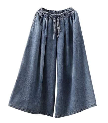 FTIMILD Baggy Extra Wide Leg Jeans Loose Fit Elastic Waist Casual Denim Pants Plus Size Drawstring Jeans4